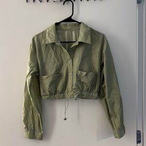 Olive Green Women's Cropped Parachute Top